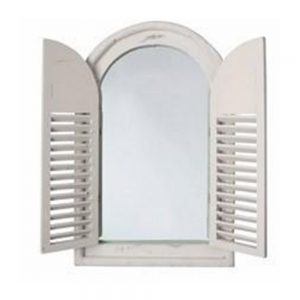 Oval Top Garden Mirror with Opening Shutter Doors