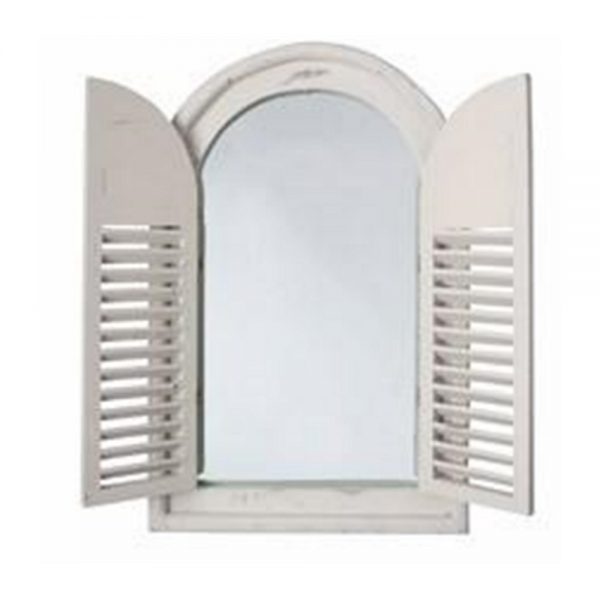 Oval Top Garden Mirror with Opening Shutter Doors