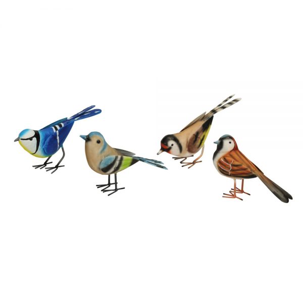 Set of 4 Metal British Birds Garden Ornaments