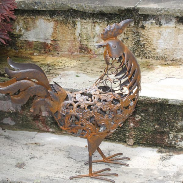 Rusty Metal Rooster Garden Ornament