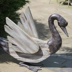 Rustic Swan Garden Ornament