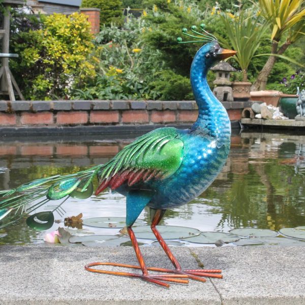Vibrant Metal Peacock Garden Ornament