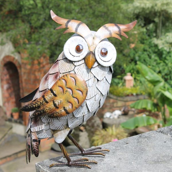 White Metal Owl Garden Ornament