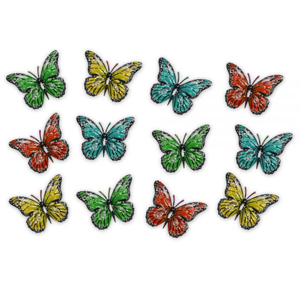 Pack of 12 Multi-coloured Butterflies for Garden Wall Art