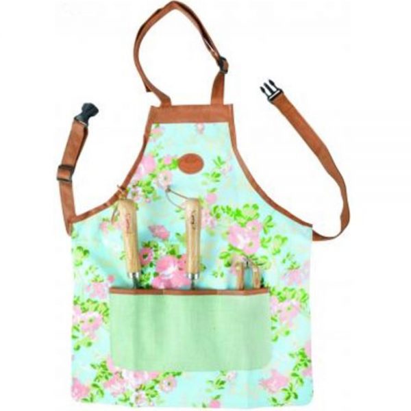 Woman's Floral Rose Print Garden Apron with Pocket
