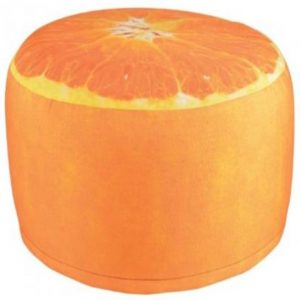 Outdoor Orange Print Garden Pouffe Footrest/Seat