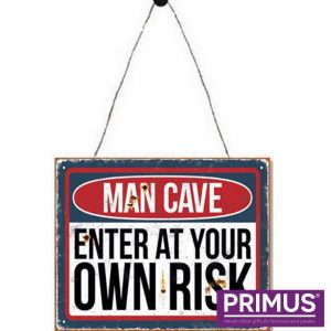 man cave enter at own risk sign