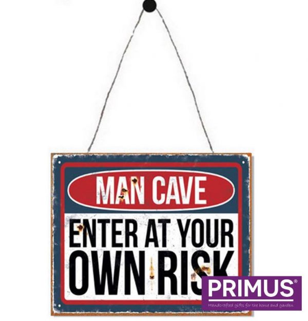 man cave enter at own risk sign